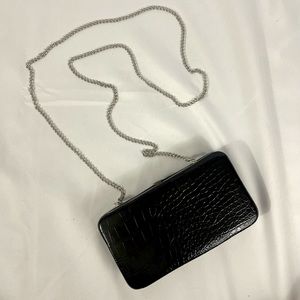 Black Faux Reptile Clutch